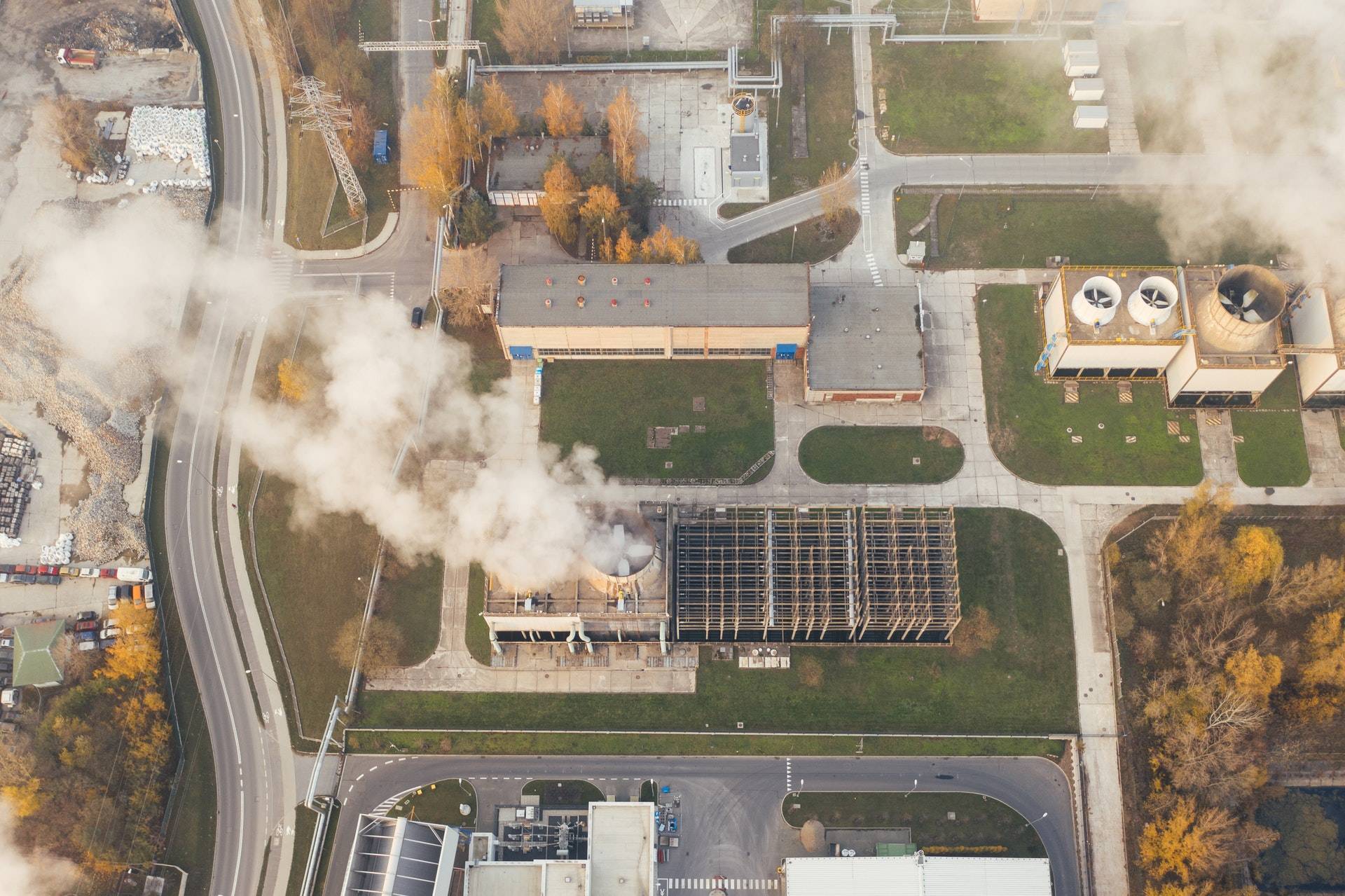 Industrial factories with smoke